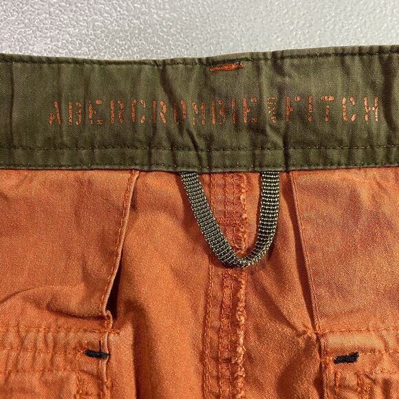 Abercrombie & Fitch Capri Cargo Pants Womens Size 8 Orange Green Y2K Utility - Picture 4 of 11